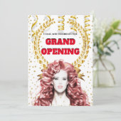 ヘアサロン　グランドオープンレッドヘアモデル 招待状 (スタンド正面)