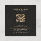 ヘアサロン/スタイリストはさみフェイククラフトQRコード スクエア名刺 (裏面)