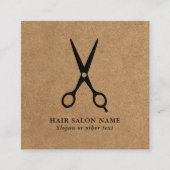 ヘアサロン/スタイリストはさみフェイククラフトQRコード スクエア名刺 (正面)