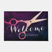 ヘアサロン スタイリスト ローズゴールド ハサミ ウェルカム ドアマット (正面)