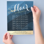 ヘアサロン スタイリスト 現代の青と金のハサミ チラシ (手)