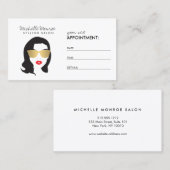 ヘアサロン、スタイリスト、美しいガールアポイントメントカード 予約カード (正面/裏面)