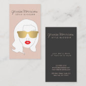 ヘアサロン、スタイリスト、美しいガールオンピーチ 名刺 (正面/裏面)