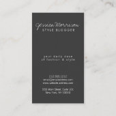 ヘアサロン、スタイリスト、美しいガールダークグレー 名刺 (裏面)