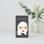 ヘアサロン、スタイリスト、美しいガールダークグレー 名刺 (スタンド正面)