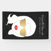 ヘアサロン、スタイリスト、美しいガールダークグレー 横断幕 (横)