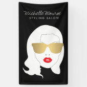 ヘアサロン、スタイリスト、美しいガールダークグレー 横断幕 (縦)