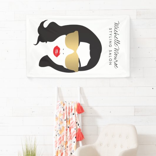 ヘアサロン、スタイリスト、美しいガールバナー 横断幕 (インサイチュ)