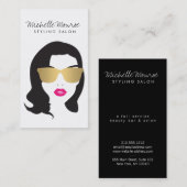 ヘアサロン、スタイリスト、美しいガールピンク唇 名刺 (正面/裏面)