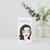 ヘアサロン、スタイリスト、美しいガールピンク唇 名刺 (スタンド正面)