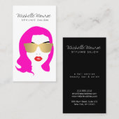 ヘアサロン、スタイリスト、美しいガールブライトピンク 名刺 (正面/裏面)