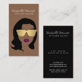 ヘアサロン、スタイリスト、美しいガールブラウン 名刺 (正面/裏面)
