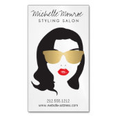 ヘアサロン、スタイリスト、美しいガール マグネット名刺 (正面縦)