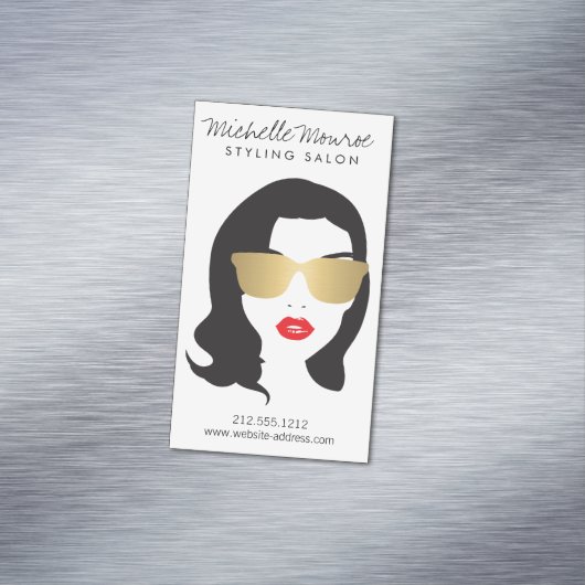ヘアサロン、スタイリスト、美しいガール マグネット名刺 (インサイチュ)