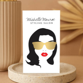 ヘアサロン、スタイリスト、美しいガール 名刺