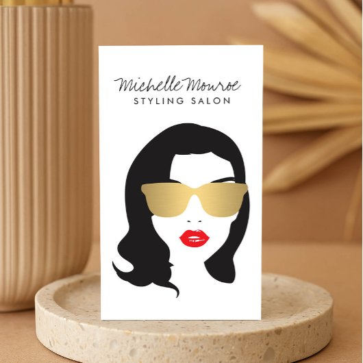 ヘアサロン、スタイリスト、美しいガール 名刺