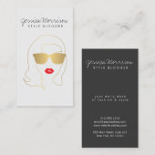 ヘアサロン、スタイルブロガー、美しいガール金ゴールド/グレー 名刺 (正面/裏面)