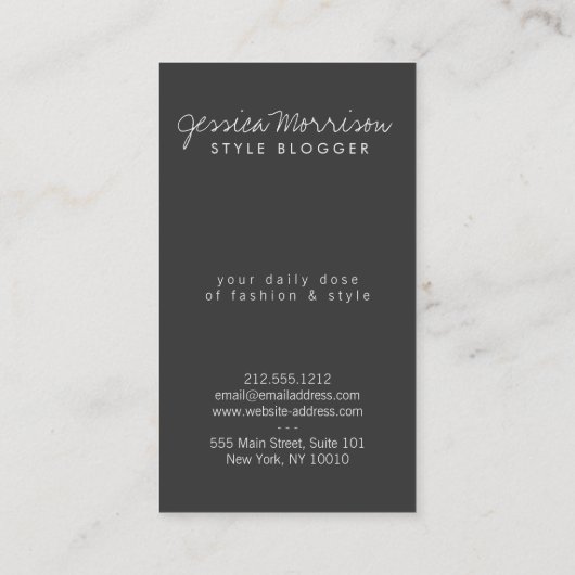 ヘアサロン、スタイルブロガー、美しいガール金ゴールド/グレー 名刺 (裏面)