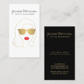 ヘアサロン、スタイルブロガー、美しいガール金ゴールド/ホワイト 名刺 (正面/裏面)