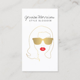 ヘアサロン、スタイルブロガー、美しいガール金ゴールド/ホワイト 名刺