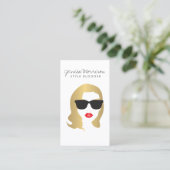 ヘアサロン、スタイルブロガー、美しいガール金ゴールド 名刺 (スタンド正面)