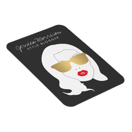 ヘアサロン、スタイルブロガー、美しいガール・ダークグレー マグネット (右側)