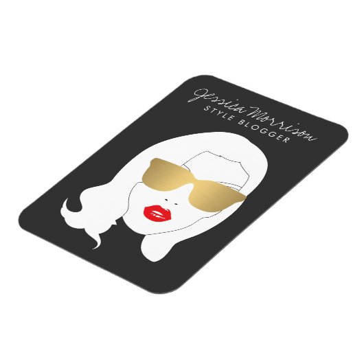 ヘアサロン、スタイルブロガー、美しいガール・ダークグレー マグネット (左側)