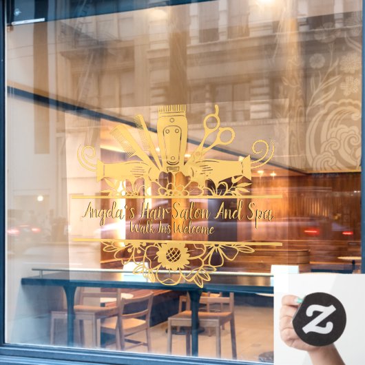 ヘアサロン＆スパをカスタマイズ ゴールド ブラック シャドウ テックス ウィンドウサイン (カフェ窓)