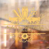 ヘアサロン＆スパをカスタマイズ ゴールド ブラック シャドウ テックス ウィンドウサイン (シート2)