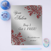 ヘアサロン フライヤー セール ゼブラ スパークル 赤 銀 (シングル)