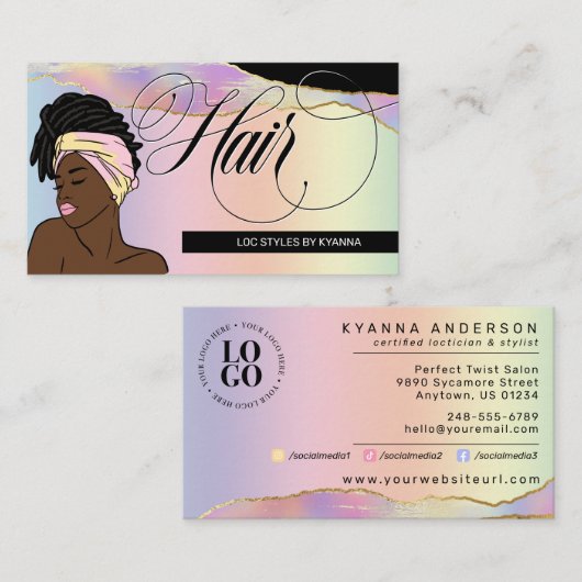 ヘアサロン、ブレイドスタイリスト、ロッチカン、ボーチカンB 名刺 (正面/裏面)