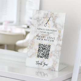 ヘアサロン マーブル ブラック ゴールド ハサミ QR レビュー 台座サイン