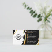 ヘアサロン、理容師ショップ、サロン、フリーロゴ付き 名刺 (スタンド正面)