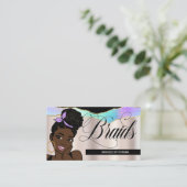 ヘアサロン、組み紐、組み紐、ブロかわいらしンズ 名刺 (スタンド正面)