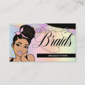 ヘアサロン、組み紐、編み物、パステかわいらしル 名刺 (正面)