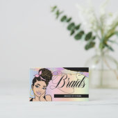 ヘアサロン、組み紐、編み物、パステかわいらしル 名刺 (スタンド正面)