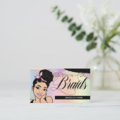 ヘアサロン、組み紐、編み物、パステかわいらしル 名刺 (スタンド正面)