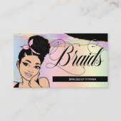 ヘアサロン、組み紐、編み物、パステかわいらしル 名刺 (正面)