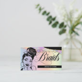 ヘアサロン、組み紐、編み物、パステかわいらしル 名刺 (スタンド正面)