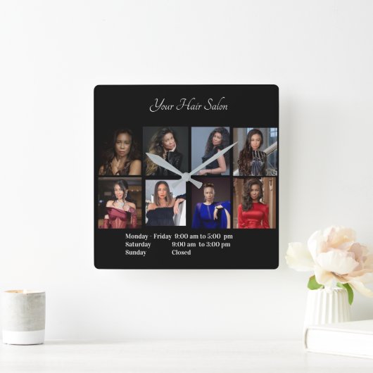 ヘアサロン&美しいショップ スクエア壁時計 (ホーム)