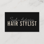ヘアサロン 黒とベージュのQRコード 名刺 (正面)