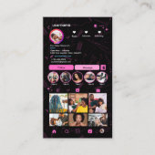 ヘアサロン Instagram ピンク | ソーシャルメディアQRコード 名刺 (正面)