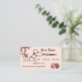 ヘアシザークレジットカードスタイルバラ金ゴールド 名刺 (スタンド正面)