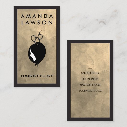 ヘアシザーロゴ モダン | スタイリッシュ 名刺 (正面/裏面)