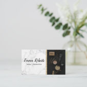 ヘアショップハサミ整髪サロン理容師店 名刺 (スタンド正面)