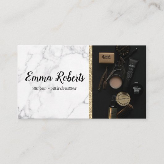 ヘアショップハサミ整髪サロン理容師店 名刺 (正面)