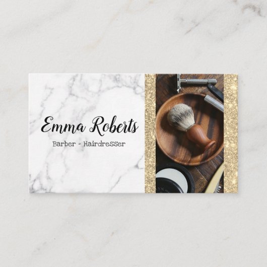 ヘアショップハサミ整髪サロン理容師店 名刺 (正面)