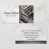 ヘアショップハサミ整髪サロン理容師店 名刺 (正面/裏面)