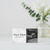 ヘアショップハサミ整髪サロン理容師店 名刺 (スタンド正面)