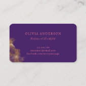 ヘアスエレガントタイリスト金ゴールドはさみピンク紫 名刺 (裏面)